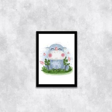 Imagem de Quadro Infantil Estilo Aquarela Hipopótamo 24X18Cm 002