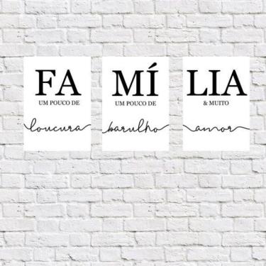 Imagem de Kit 3 Placas Decorativas Família 18X27Cm