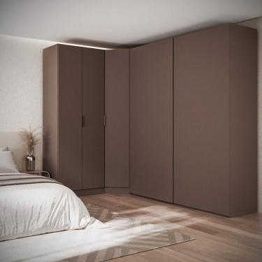 Imagem de Guarda Roupa Modulado de Canto Obliquo 3 Peças com 5 Portas Orion Cabecasa Madeira Originals Mocha
