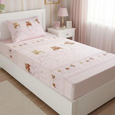 Imagem de Jogo de Lençol Solteiro 2 peças Lençol Elástico com Fronha Estampada M