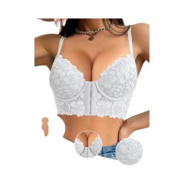 Imagem de Sutiã Feminino Confortável Com Renda Floral, Bojo Push-Up, Suporte Ant