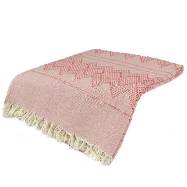 Imagem de Manta Casal Tambaba 100% Algodão Mesclado Vermelho com Bege