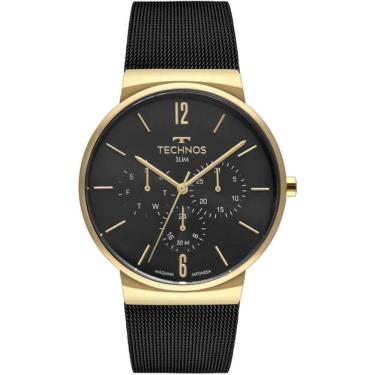 Imagem de Relógio Technos Masculino Slim Dourado E Preto Multifunção 6P29aln/1P