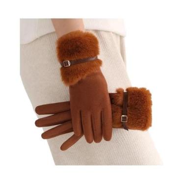 Imagem de Luvas Femininas De Inverno Com Tela Sensível Ao Toque, Forradas De Lã,