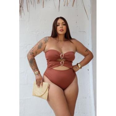 Imagem de Maiô Feminino Plus Size Com Detalhe Moda Praia - Mc Fashion, Coral, Ún