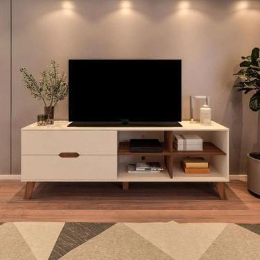 Imagem de Rack Verona Aparador Bancada Para Tv 75 Off White / Pinho - ARTELY