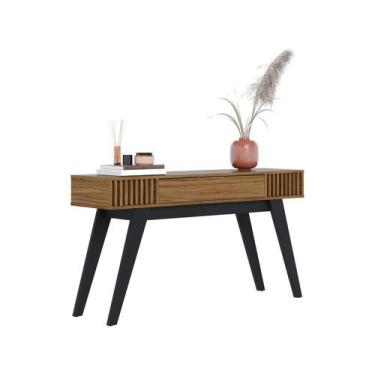 Imagem de Aparador Para Sala 1 Gaveta 136 Cm Riviera Colibri Noce Milano Preto -