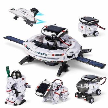 Imagem de Kit robo solar 6 em 1 brinquedo montar estacao espacial astronauta edu