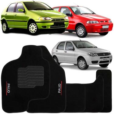 Imagem de Tapete Carpete Palio G1 G2 G3 1996 à 2007 Preto Logo Bordado Jogo 5 Peças Personalizado Automotivo