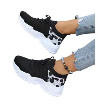 Imagem de sapatos mulher 2025 tênis com estampa de leopardo tênis casuais femini