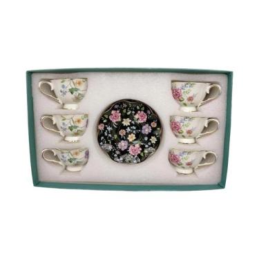 Imagem de Conjunto De Chá Da Tarde Estilo Europeu Floral 12 Peças, Xícaras E Pra