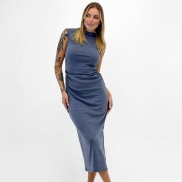 Imagem de Vestido Gris Regata Midi Gola Alta Feminino-Feminino