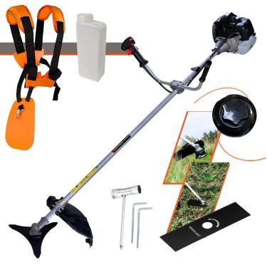 Imagem de Roçadeira À Gasolina Anmax CG430-B Motor 2T 1,7HP 43cc de Alta Rotação e Performance Com Carretel de Nylon + lâmina 2 Pontas + Lâmina 3 Pontas