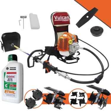 Imagem de Roçadeira Costal Multifunções de Corte Vulcan VRC430 Á Gasolina 2 Tempos 43cc 1,7hp Alta Potência e Performance Modelo Completo 4 em 1 + ÓLEO STIHL