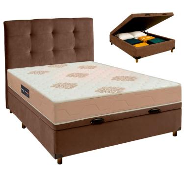 Imagem de Kit Cama Box Bau + Cabeceira + Colchão Casal D33 Inovaflex - Marrom