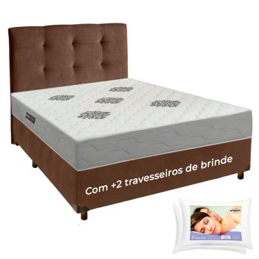 Imagem de Kit Cama Box + Cabeceira + Colchão Casal ISO100 Confort Premium + 2 Travesseiros Ortobom