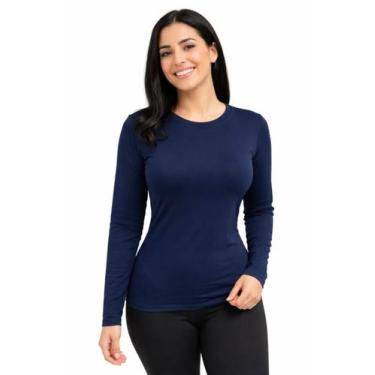 Imagem de Segunda pele manga longa de suede Cor:Azul MarinhoTamanho:GG - Flor de