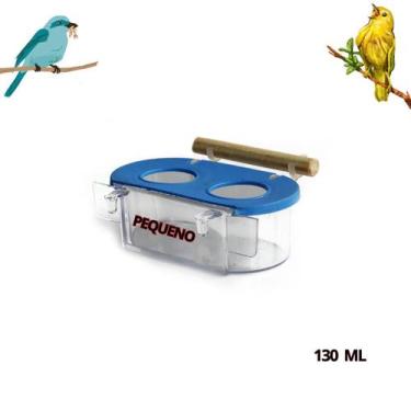 Imagem de Comedouro de 2 furos c/ gancho e poleiro pequeno 130ml (emb livre ou 1