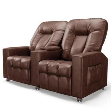 Imagem de Poltrona Reclinável para Cinema 2 Lugares Praddo Fh9 Pu Marrom Brilho 