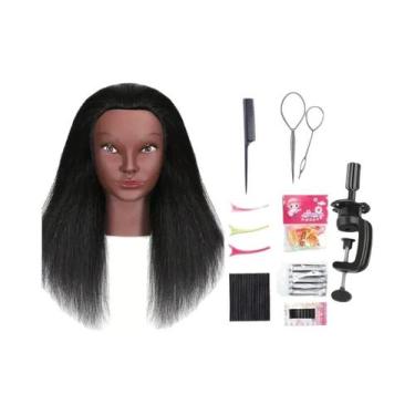 Imagem de Cabeça De Manequim Com Cabelo 100% Real, Boneca De Treinamento De 18 P