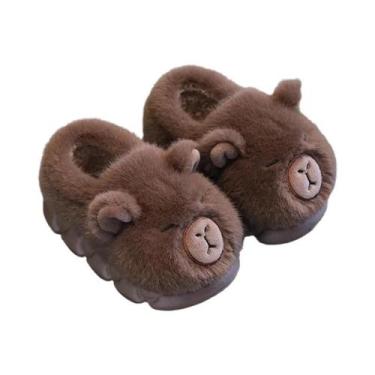 Imagem de Pantufas Infantis De Inverno Quentes De Pelúcia E Algodão Antiderrapan