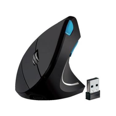 Imagem de Mouse Ergonômico Sem Fio Preto Para Computador Notebook Bluetooth Knup