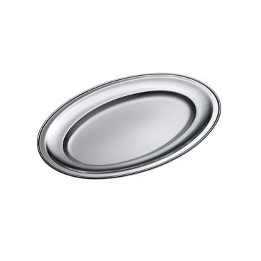 Imagem de Bandeja de Aço Inox Oval 35cm Para Servir Carnes Massas