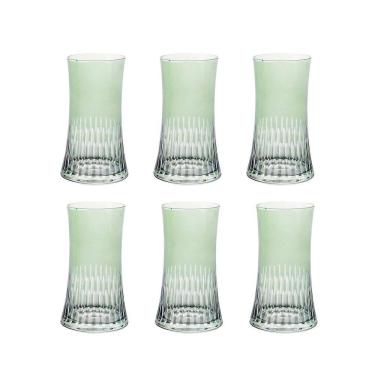 Imagem de Conjunto 6 Copos de Vidro Verde 400ml 14cm JL0103 BTC
