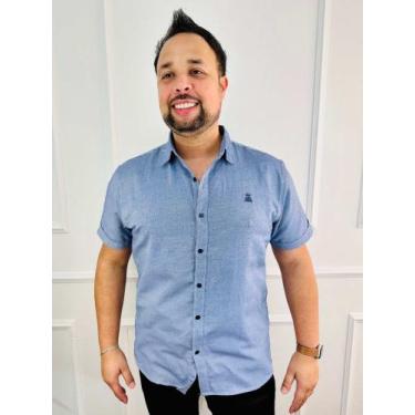 Imagem de Camisa Masculina Linho Manga Curta 118003 91110041 - Broken Rules, Azu