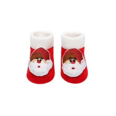 Imagem de Meia Para Bebê Pantufa 3d 0 a 6 Meses Unissex Especial Natal Encantado