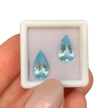 Imagem de Água Marinha Azul Gota Par 3,61ct - ENE2ESE