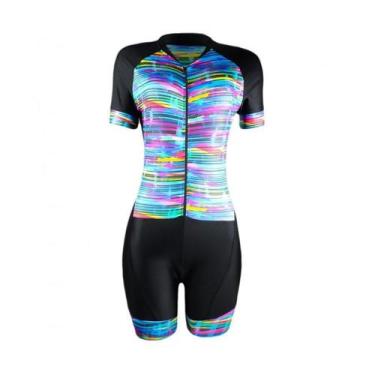Imagem de Macaquinho de ciclismo feminino Be Fast Colors forro em gel, G, Preto