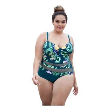 Imagem de Maiô Plus Size Com Bojo Forrado Premium Feminino (floral) - Malury Mod