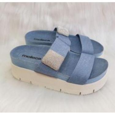 Imagem de Tamanco anabela femenino adulto - MOLECA, Azul claro jeans, 36