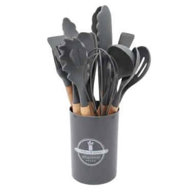 Imagem de Conjunto Utensílios de Silicone Prático 12 Pçs Com Porta Talheres - GE
