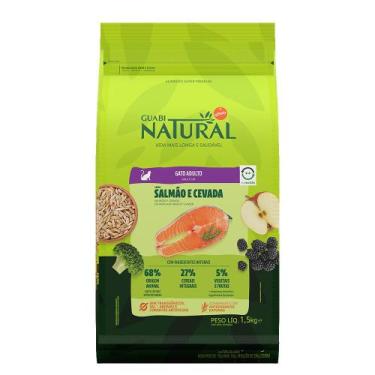 Imagem de Ração Seca Guabi Natural Para Gatos Salmão e Cevada Adultos 1,5kg - Br