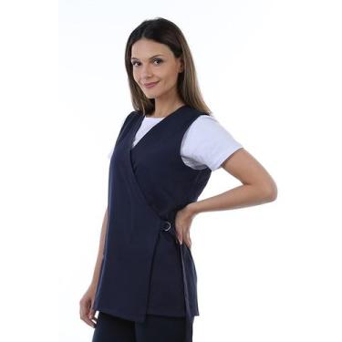 Imagem de Jaleco em Gabardine de Microfibra com fivela e Ajuste Lateral Cor:Azul