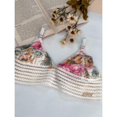 Imagem de Top de Lantejola Sem Bojo - Estilosa, Branco com flor, M