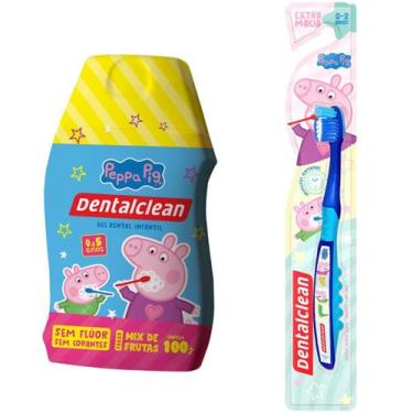 Imagem de Escova baby azul + gel dental sem fluor peppa - dentalclean