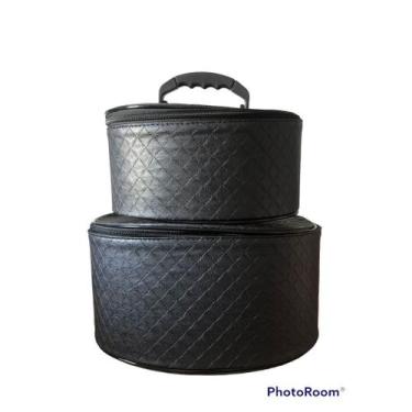 Imagem de Kit De Frasqueiras Maleta Necessaire Com Ziper 2 unidades - Preto Fosc