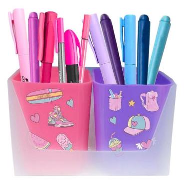 Imagem de Kit Com 2 Porta Objetos Full Color Rosa E Roxo - Dello