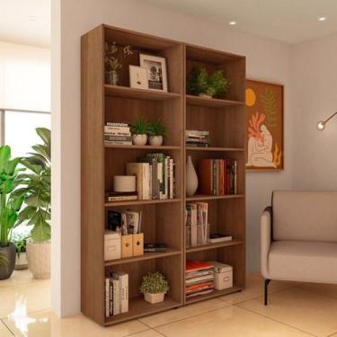 Imagem de Kit 2 Estantes para Livros com 5 Prateleiras 120CMX60CM Marrom/Cinamom