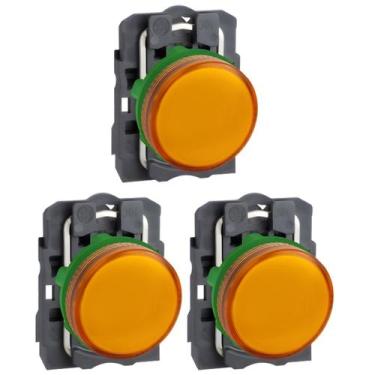 Imagem de 3 Sinalizador Plástico 22mm 250V Lâmpada Amarelo Para Lâmpada Ba9s Sch