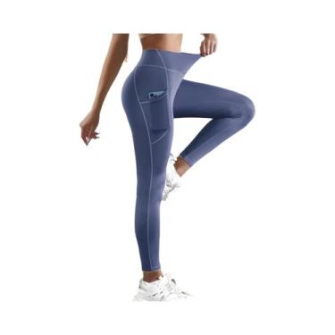 Imagem de Leggings Femininas De Cintura Alta Com Bolsos, Calças De Yoga E Fitnes