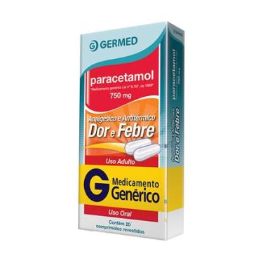 Imagem de Paracetamol 750mg 20 comprimidos revestidos Genérico Germed GERMED