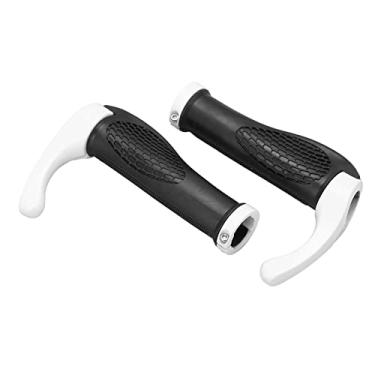 Imagem de Punhos de bicicleta antiderrapantes, 1 par de punhos de guidão de bicicleta de alta resistência ao atrito com plugue de borracha para guidão de 22,2 mm/0,9 pol. de diâmetro(Branco)