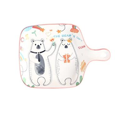 Imagem de GUIPAIHAI Placa de cerâmica estilo fofo para sala massas macarrão café da manhã pratos de cozinha de arroz com alça (cor: C)