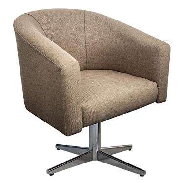 Imagem de Poltrona Luiza Linho Tabaco Base Metal - Amarena Móveis