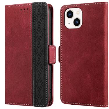 Imagem de Caso Flip do celular Para iPhone 13 Mini Caso Flip Wallet Style Holster Case Telefone Multifuncional Magnetic Buckle Holster para iPhone 13 mini Capa protetora (Color : Red, Size : 5.4)