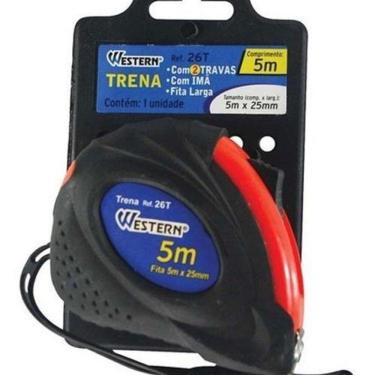 Imagem de Trena Emborrachada Western 5M X 25Mm Fita Larga Com Imã